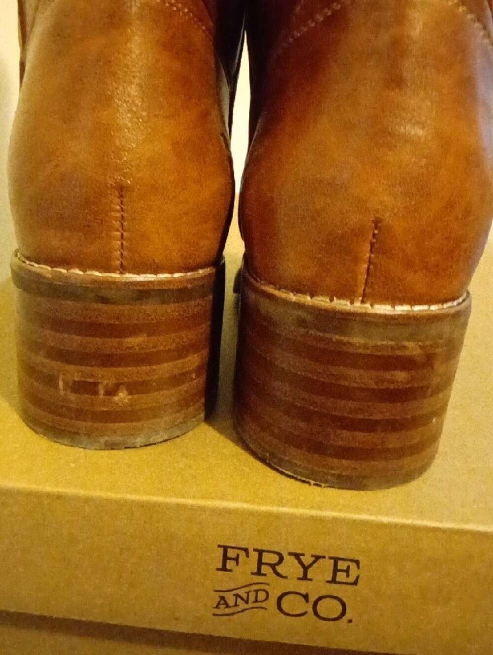 Frye Brown Leather Look Knee-High Western Boots - Picture 7 of 7